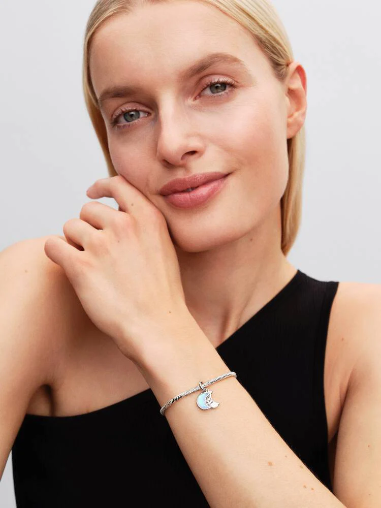 Pandora Silver Crescent Moon Double Dangle Charm - Image 4