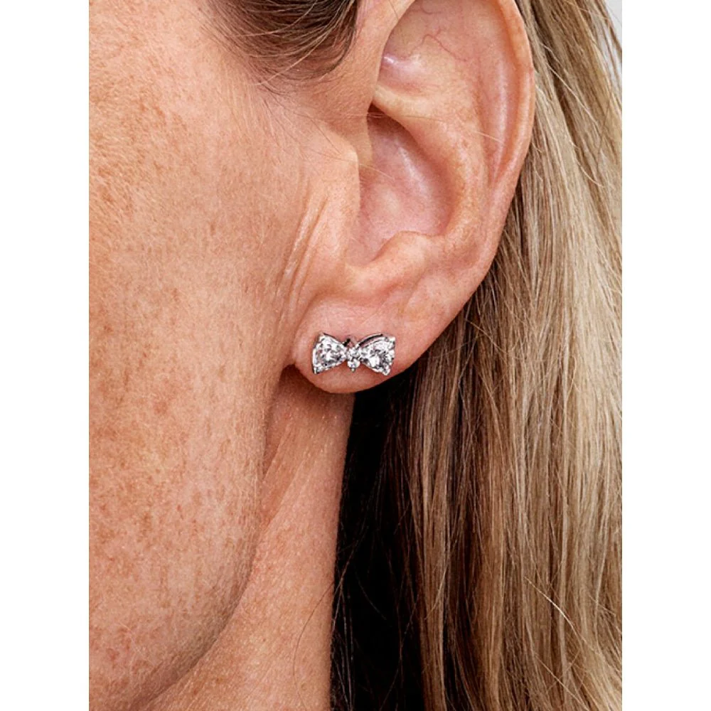 Pandora Silver Sparkling Bow Stud Earrings - Image 2