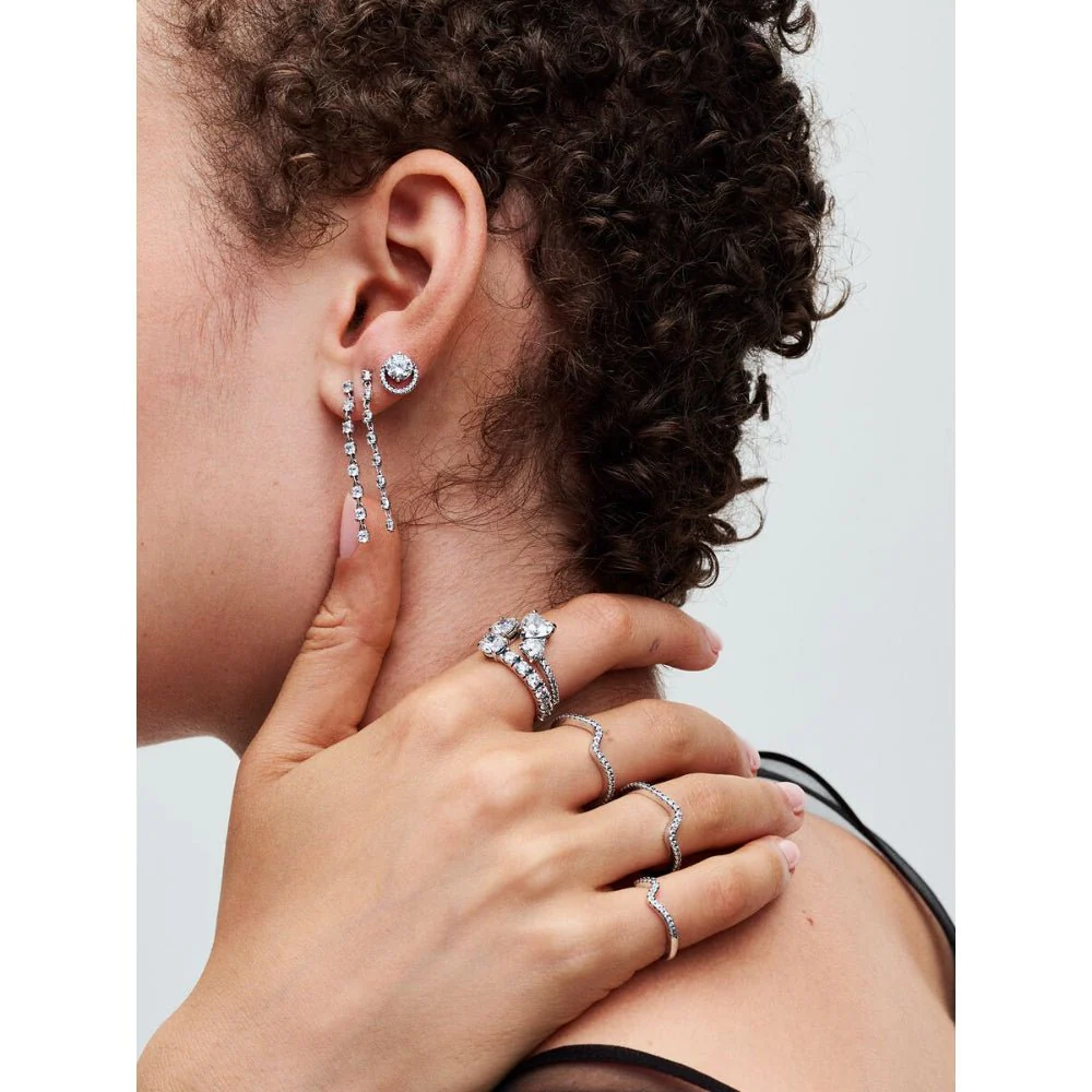 Pandora Silver Double Heart Sparkling Ring - Image 3