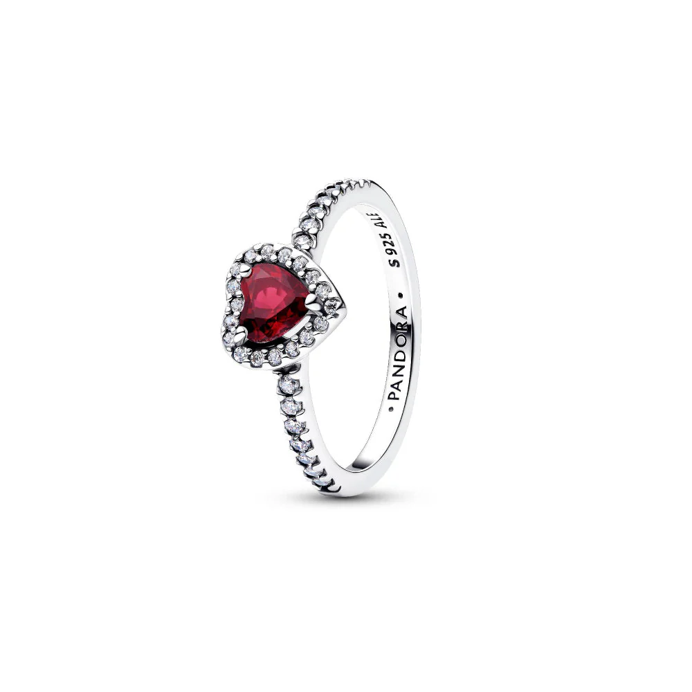 Pandora Silver Elevated Fuchsia Rose Heart Ring