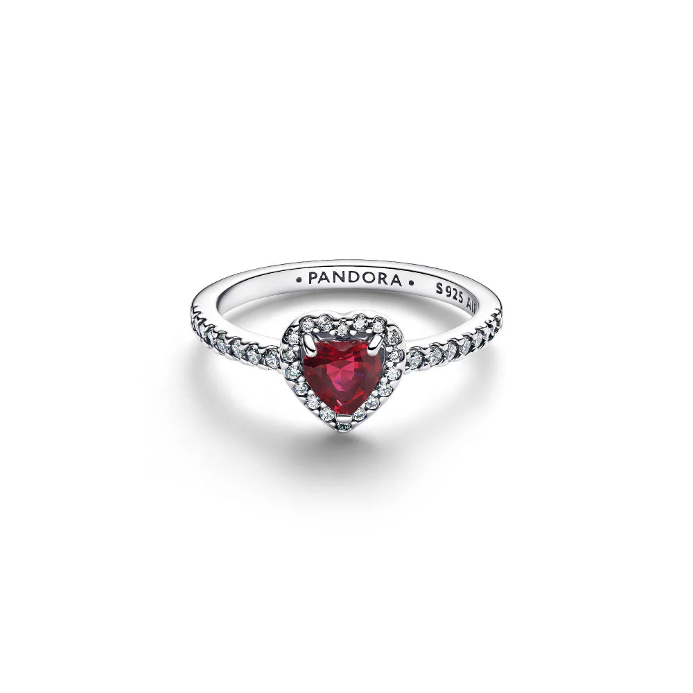 Pandora Silver Elevated Fuchsia Rose Heart Ring - Image 5