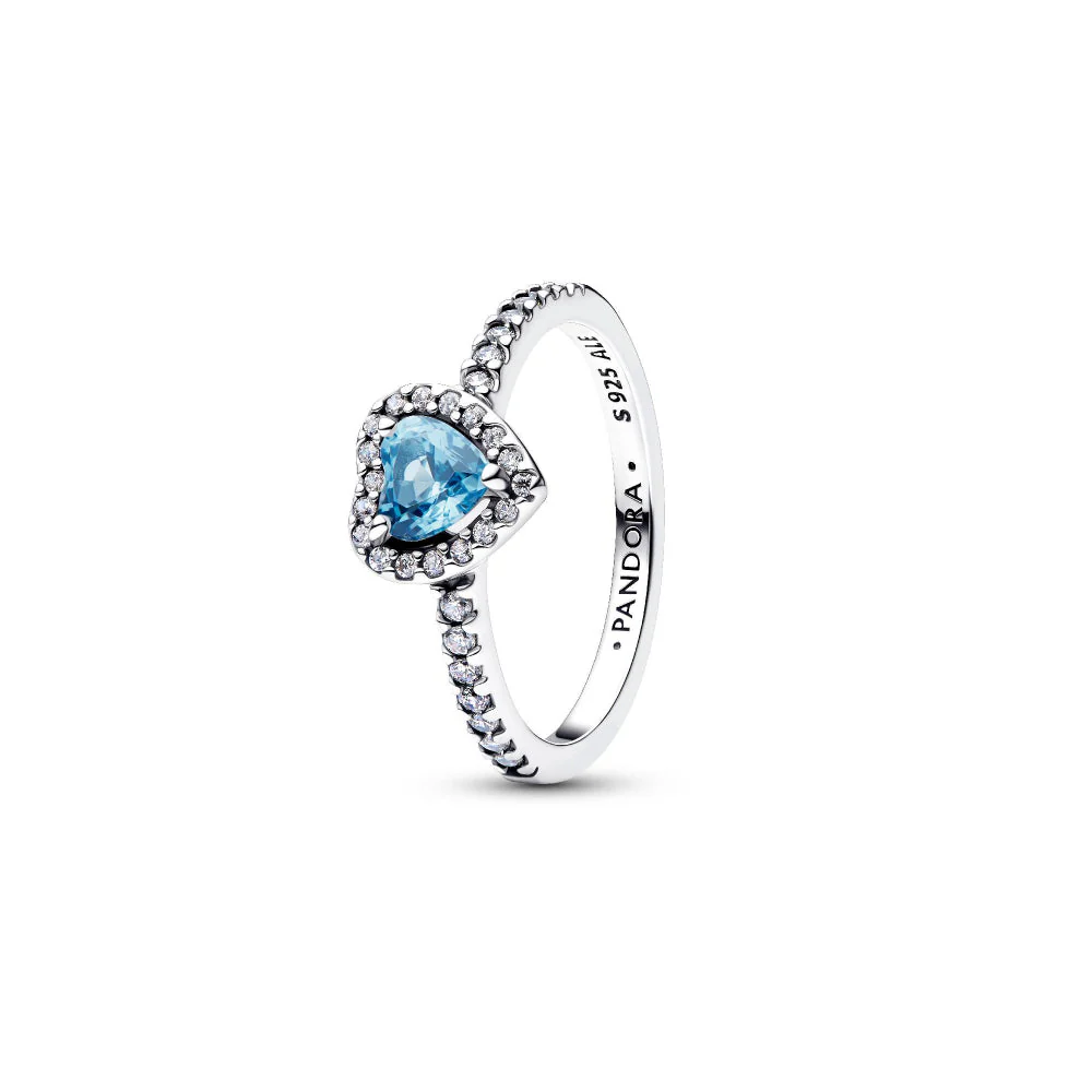 Pandora Silver Elevated Light Blue Heart Ring