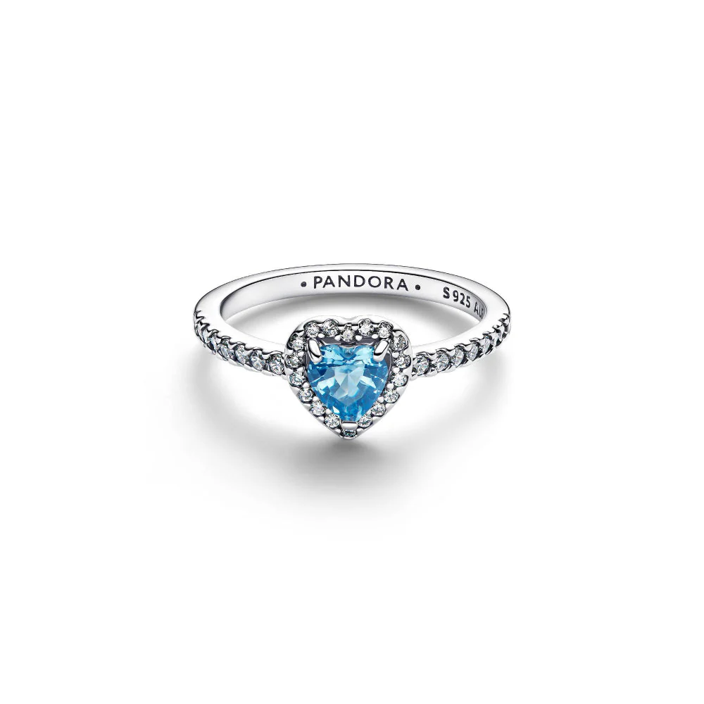 Pandora Silver Elevated Light Blue Heart Ring - Image 5
