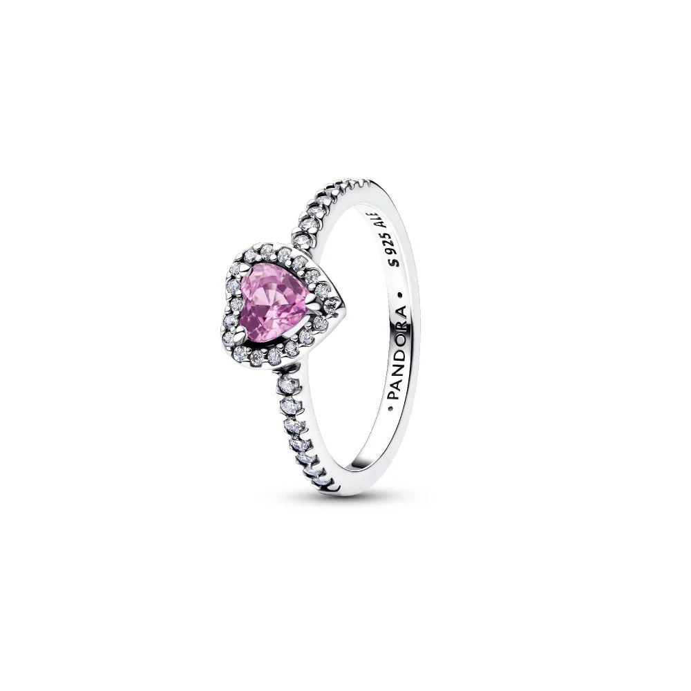 Pandora Silver Elevated Light Purple Heart Ring