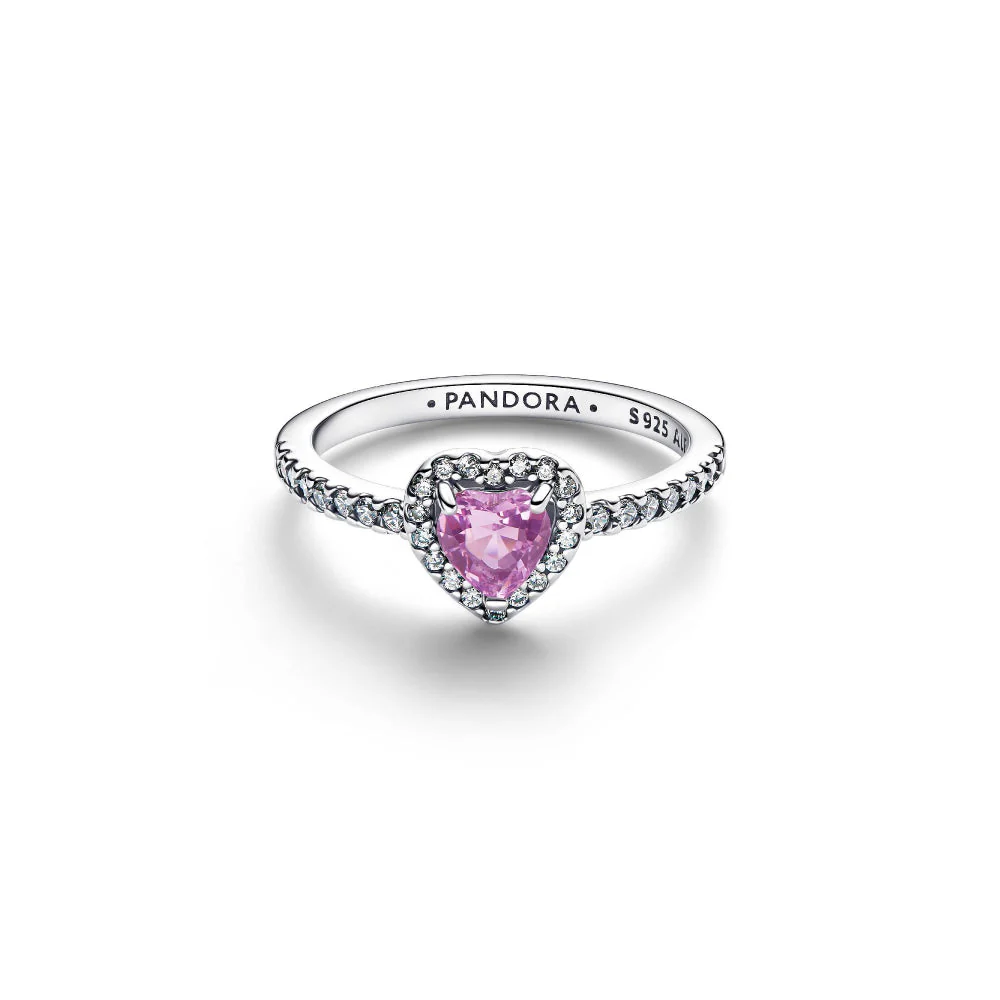 Pandora Silver Elevated Light Purple Heart Ring - Image 5