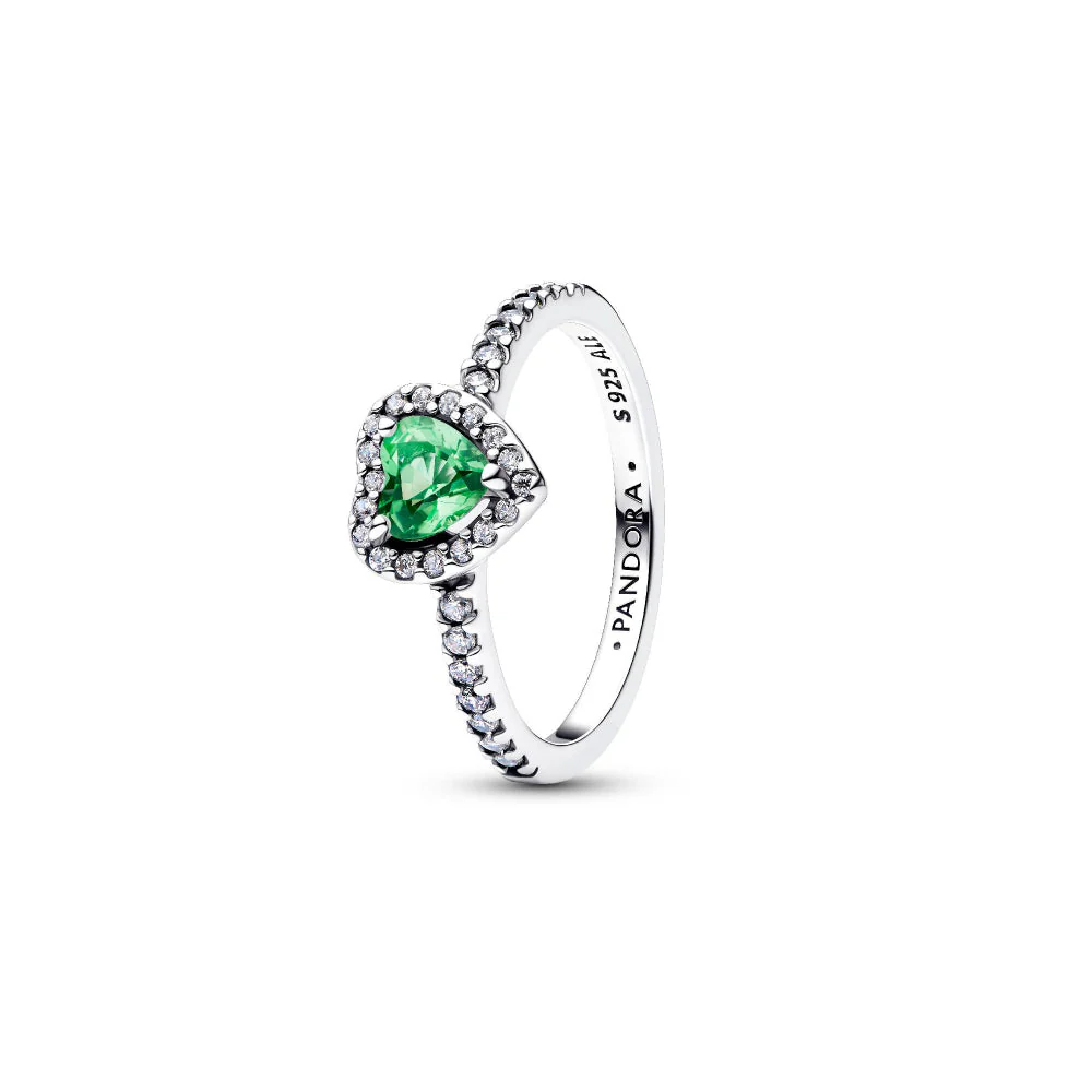 Pandora Silver Elevated Mint Green Heart Ring