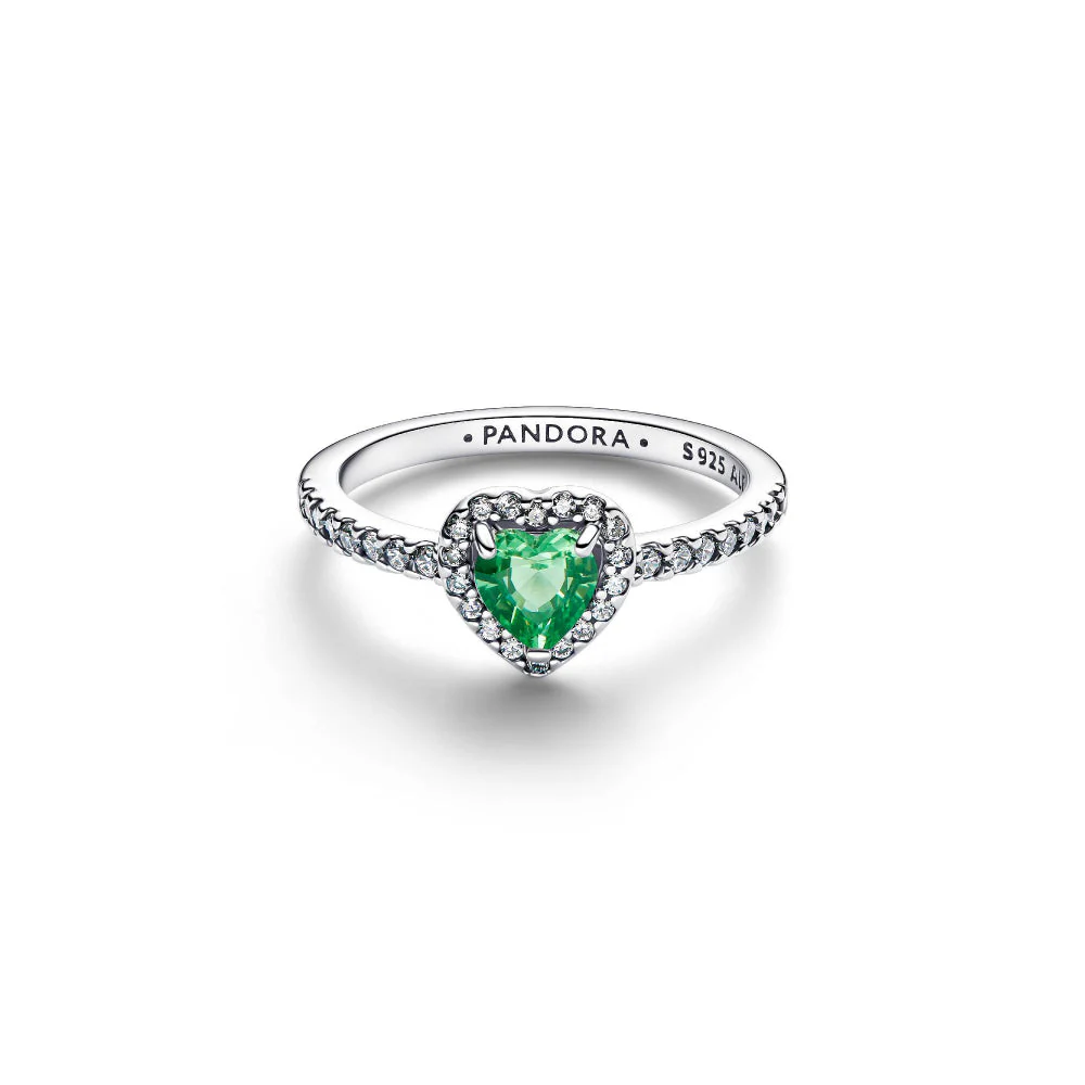 Pandora Silver Elevated Mint Green Heart Ring - Image 5