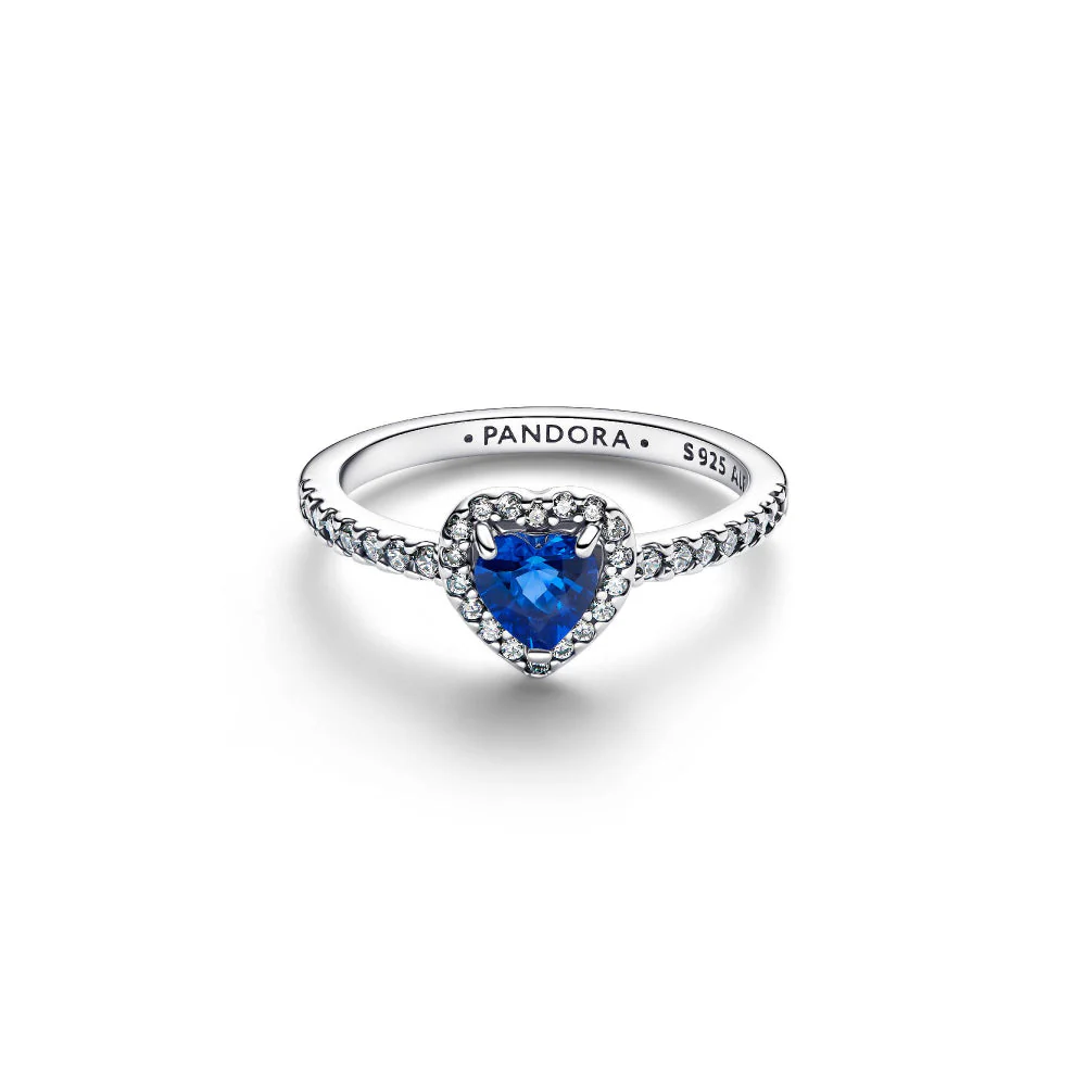 Pandora Silver Elevated Princess Blue Heart Ring - Image 5