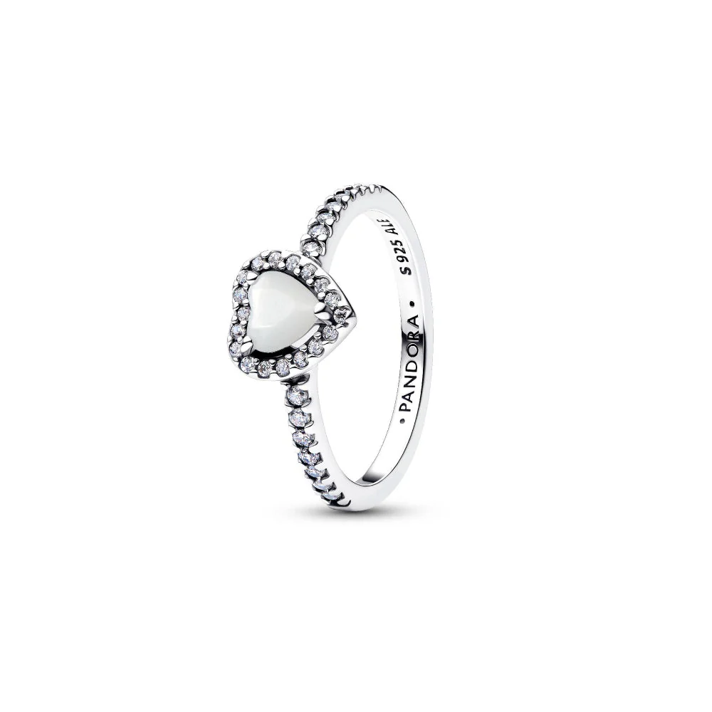 Pandora Silver Elevated White Heart Ring