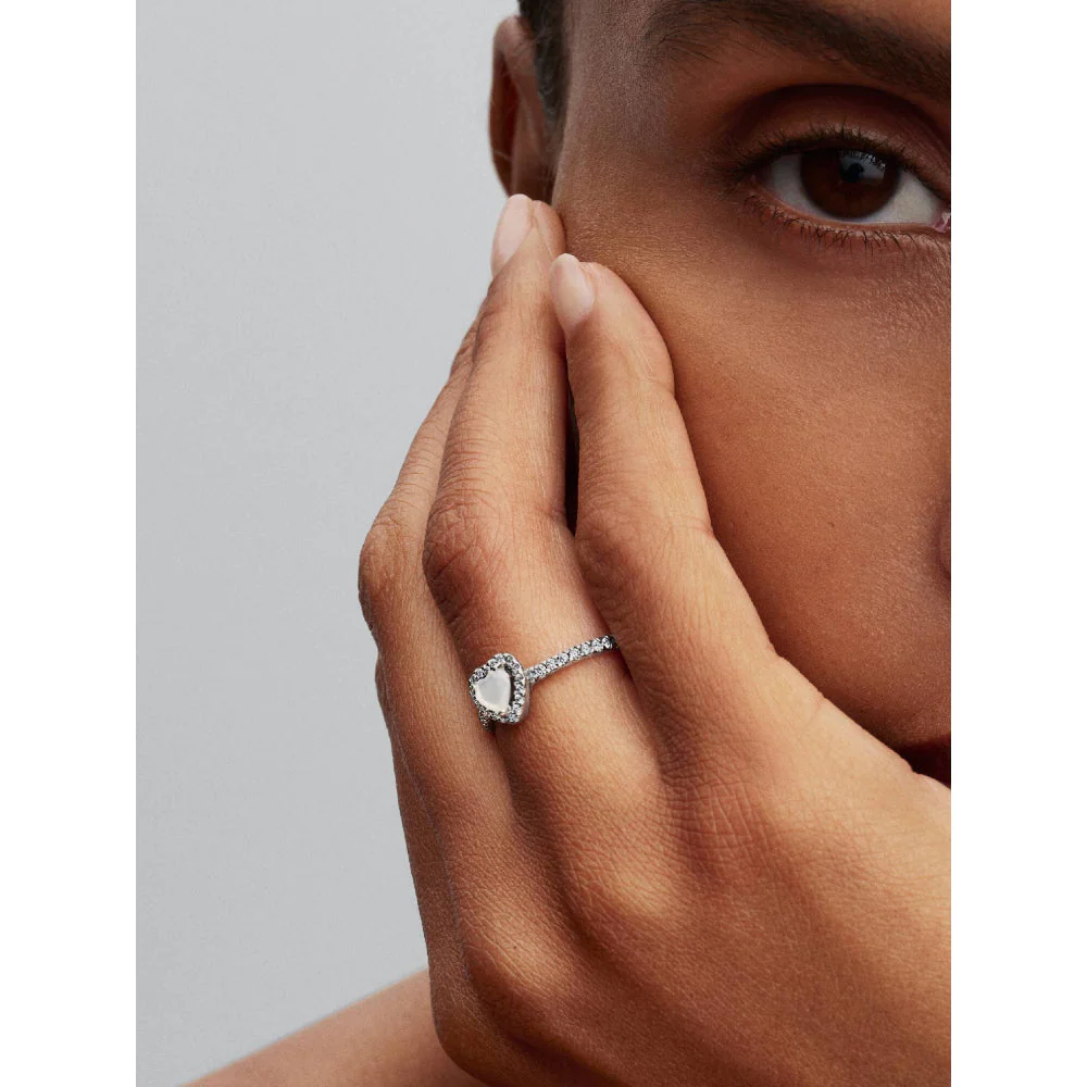 Pandora Silver Elevated White Heart Ring - Image 2