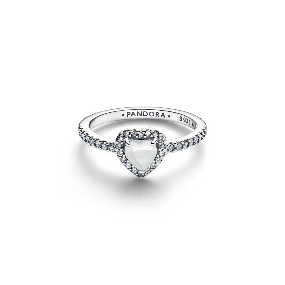Pandora Silver Elevated White Heart Ring - Image 5