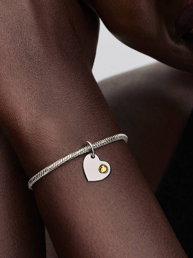 Pandora Silver Engravable Heart Dangle Charm - Image 8