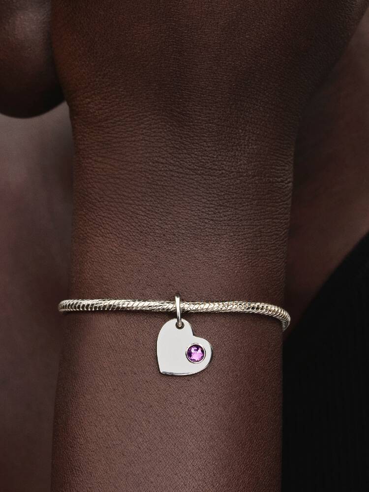 Pandora Silver Engravable Heart Dangle Charm - Image 9