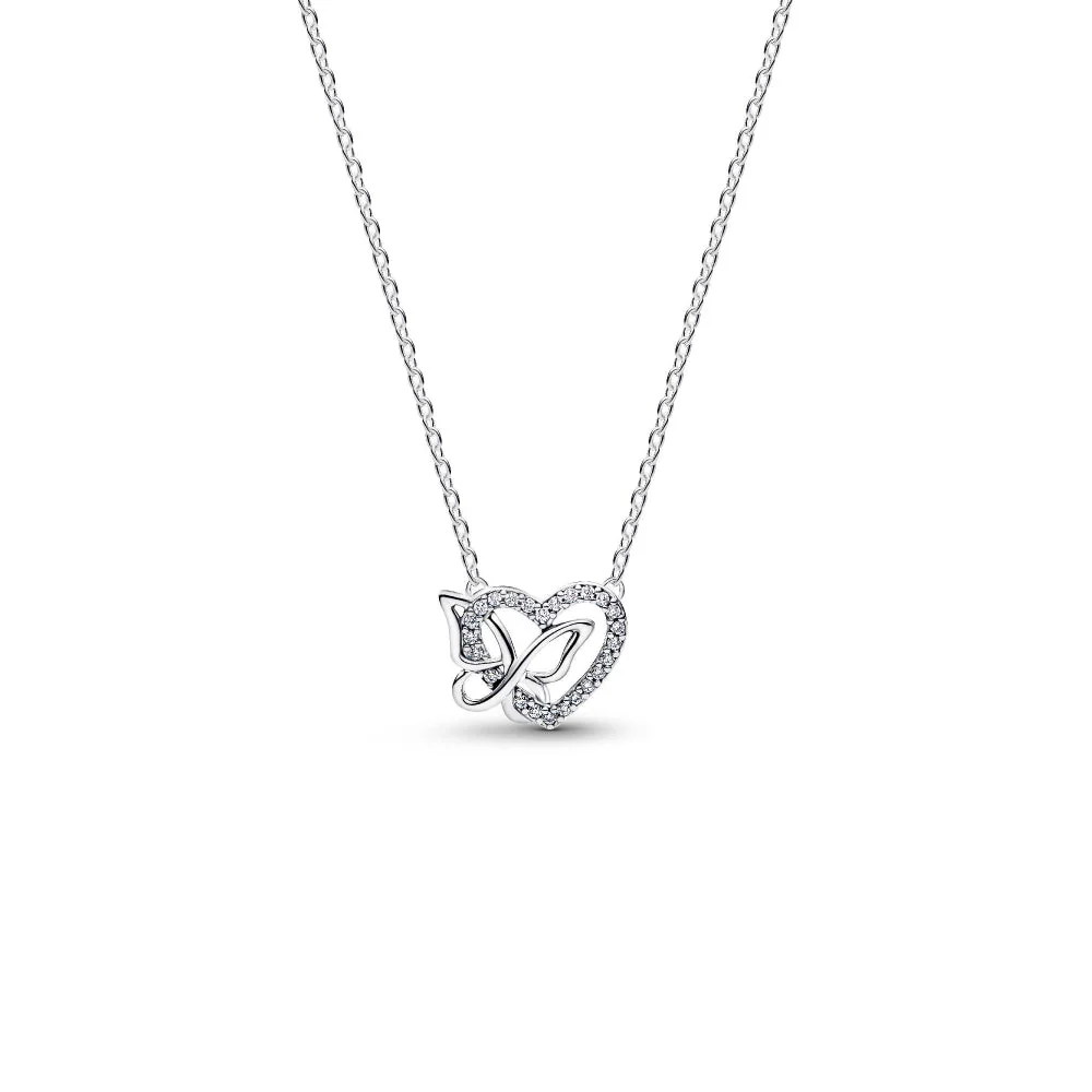 Pandora Silver Entwined Heart & Butterfly Pendant Necklace