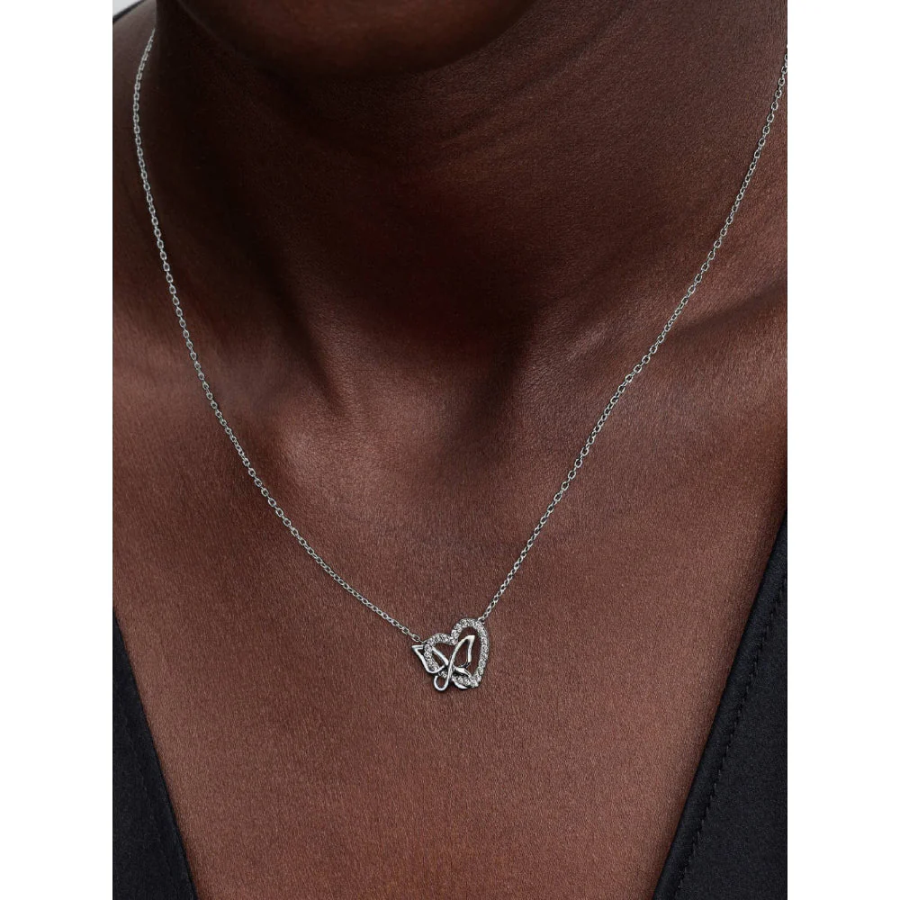 Pandora Silver Entwined Heart & Butterfly Pendant Necklace - Image 2