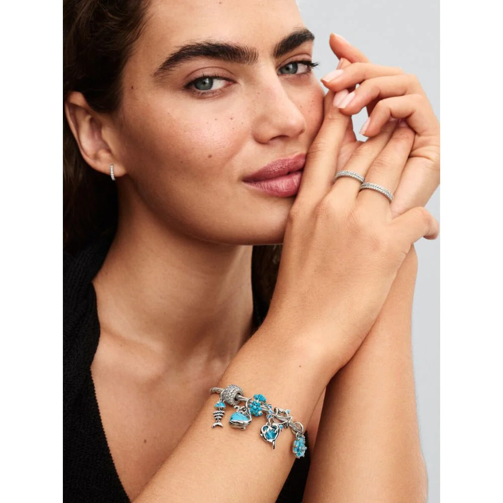 Pandora Silver Turquoise - Coloured Fishbone Dangle Charm - Image 3
