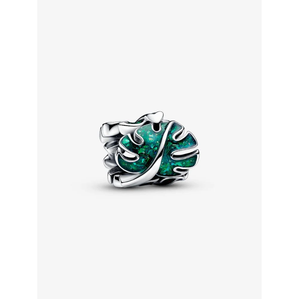 Pandora Silver Green Monstera Leaves Charm