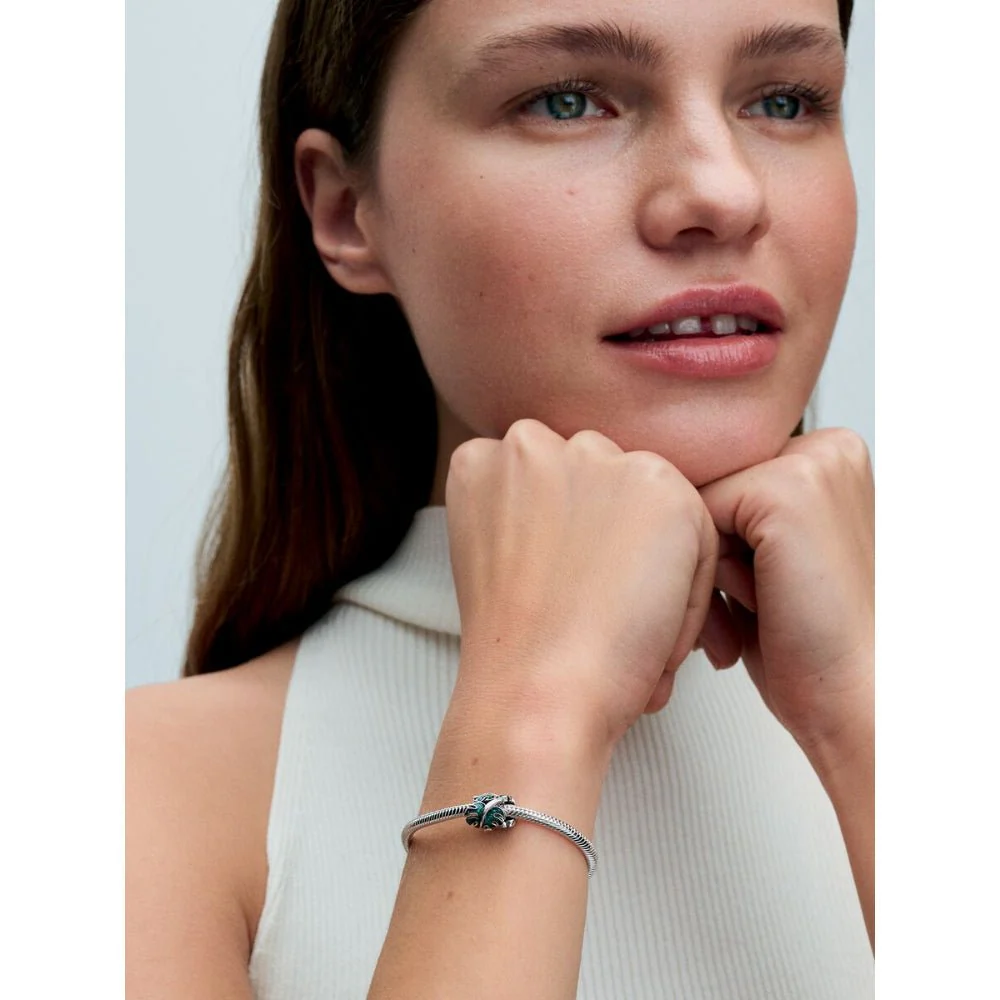 Pandora Silver Green Monstera Leaves Charm - Image 3