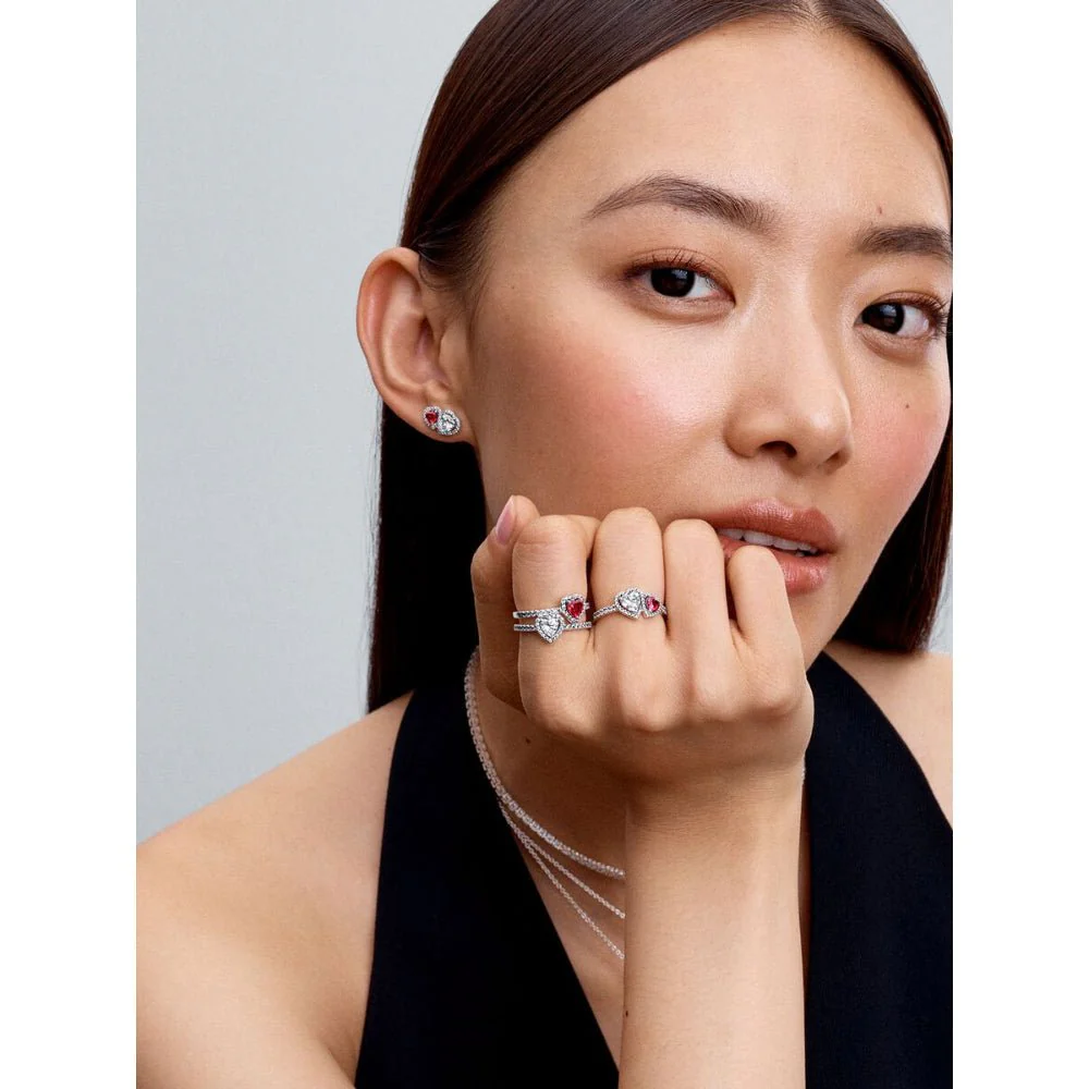 Pandora Silver Halo Hearts Ring - Image 4