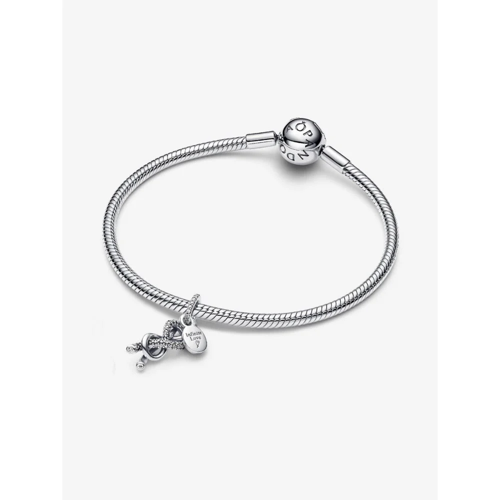 Pandora Silver Pave Infinity Knot Dangle Charm - Image 5