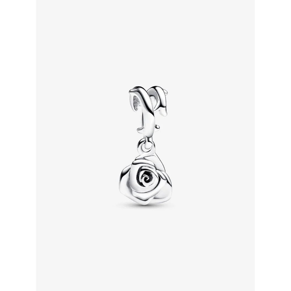 Pandora Silver Rose In Bloom Dangle Charm