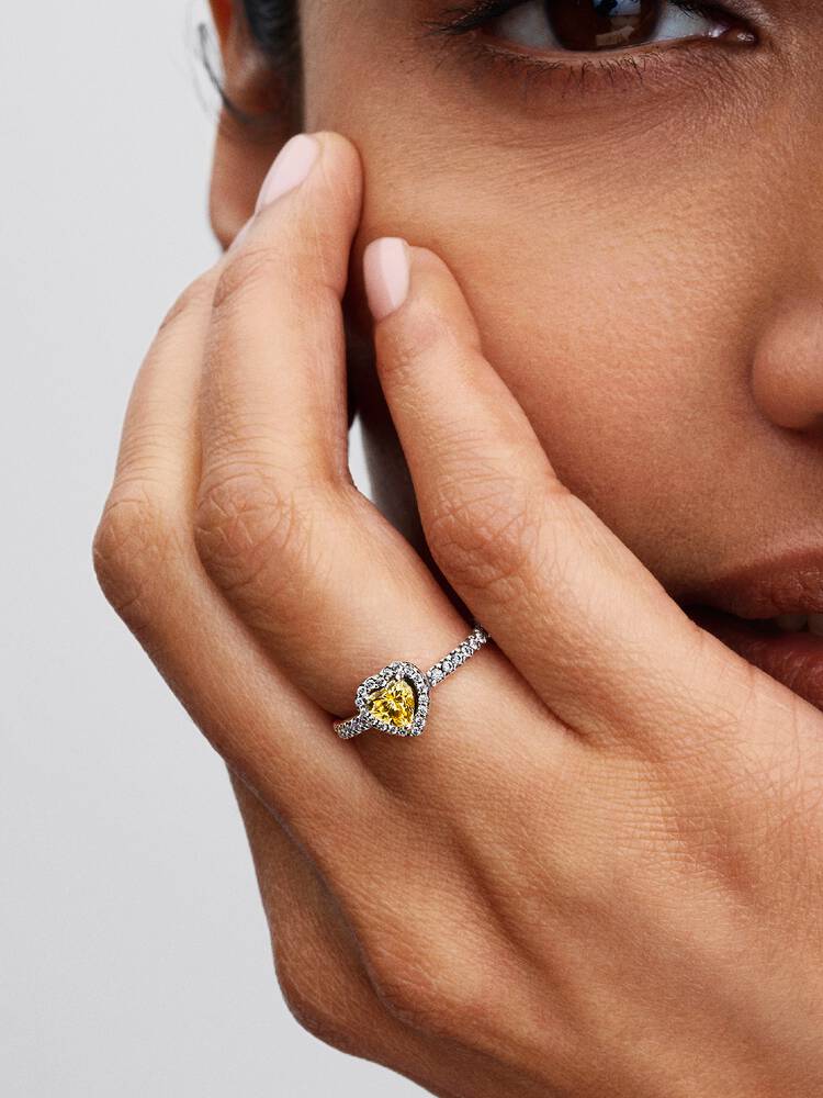 Pandora Silver Sparkling Elevated Heart Ring - Image 3
