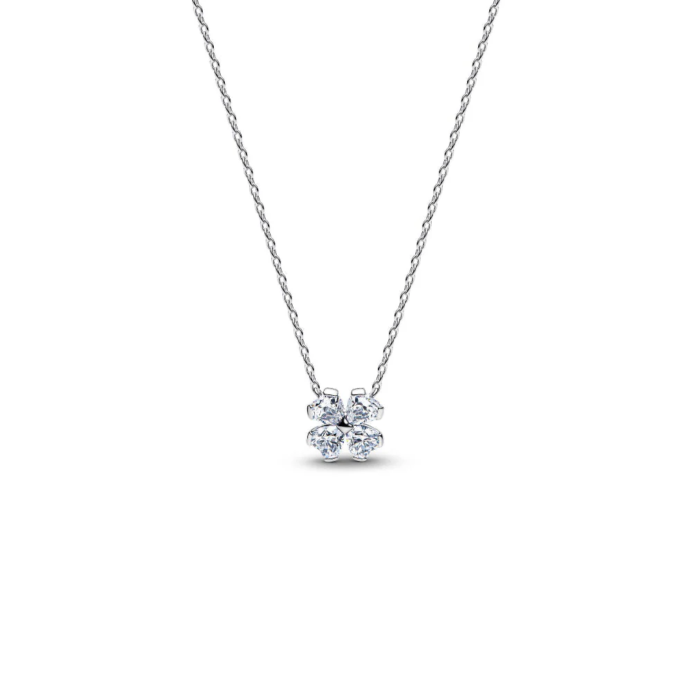 Pandora Silver Sparkling Lucky Clover Pendant Necklace
