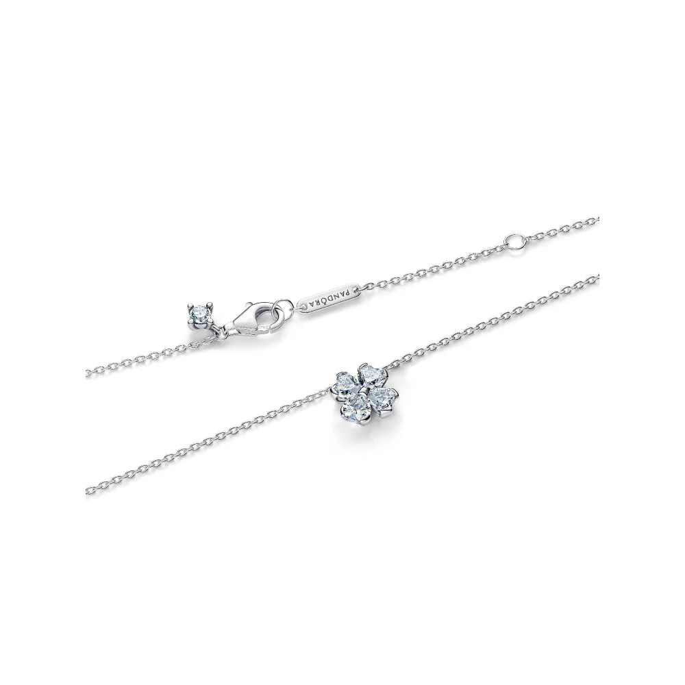 Pandora Silver Sparkling Lucky Clover Pendant Necklace - Image 5