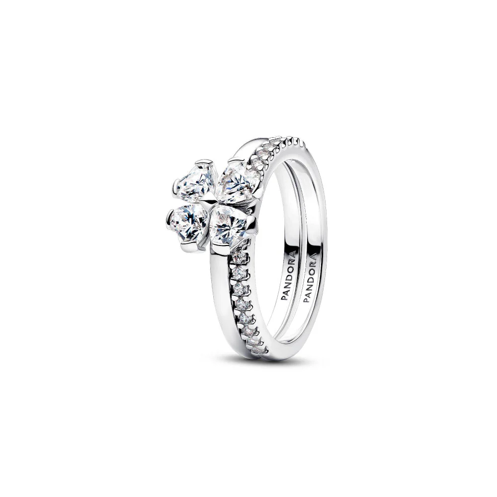 Pandora Silver Sparkling Lucky Clover Splittable Ring