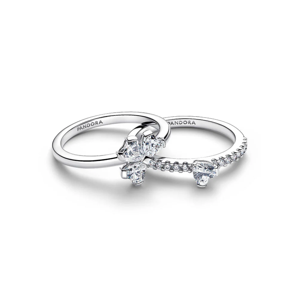 Pandora Silver Sparkling Lucky Clover Splittable Ring - Image 5