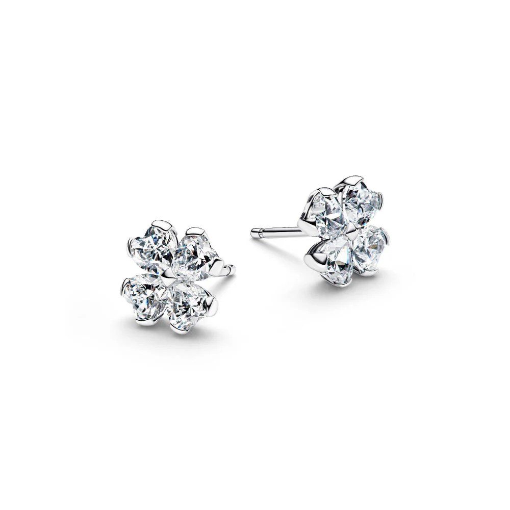 Pandora Silver Sparkling Lucky Clover Stud Earrings - Image 5