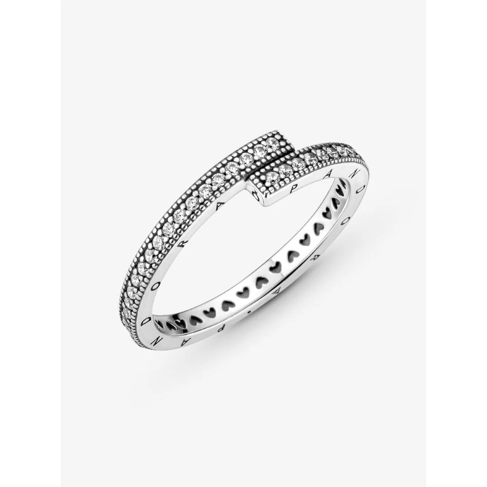 Pandora Silver Sparkling Overlapping Ring - Image 3