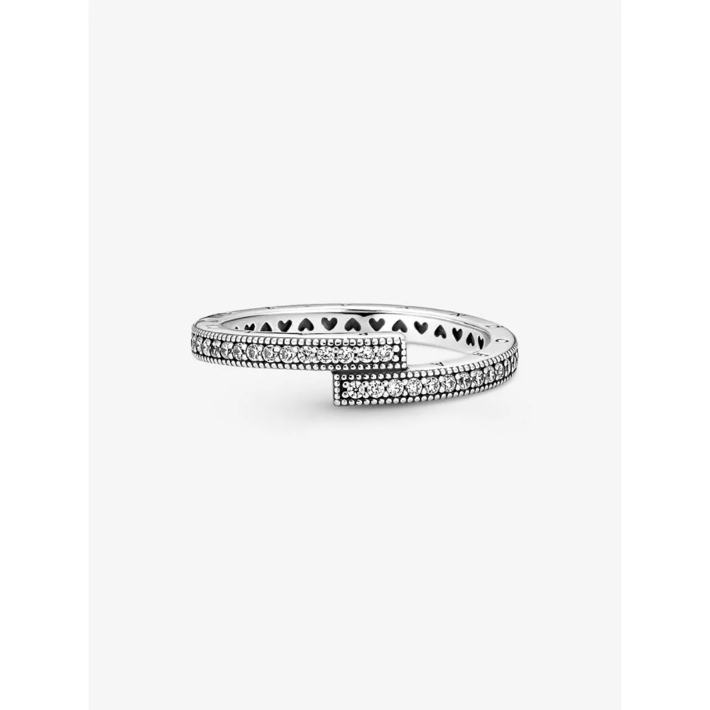 Pandora Silver Sparkling Overlapping Ring - Image 4