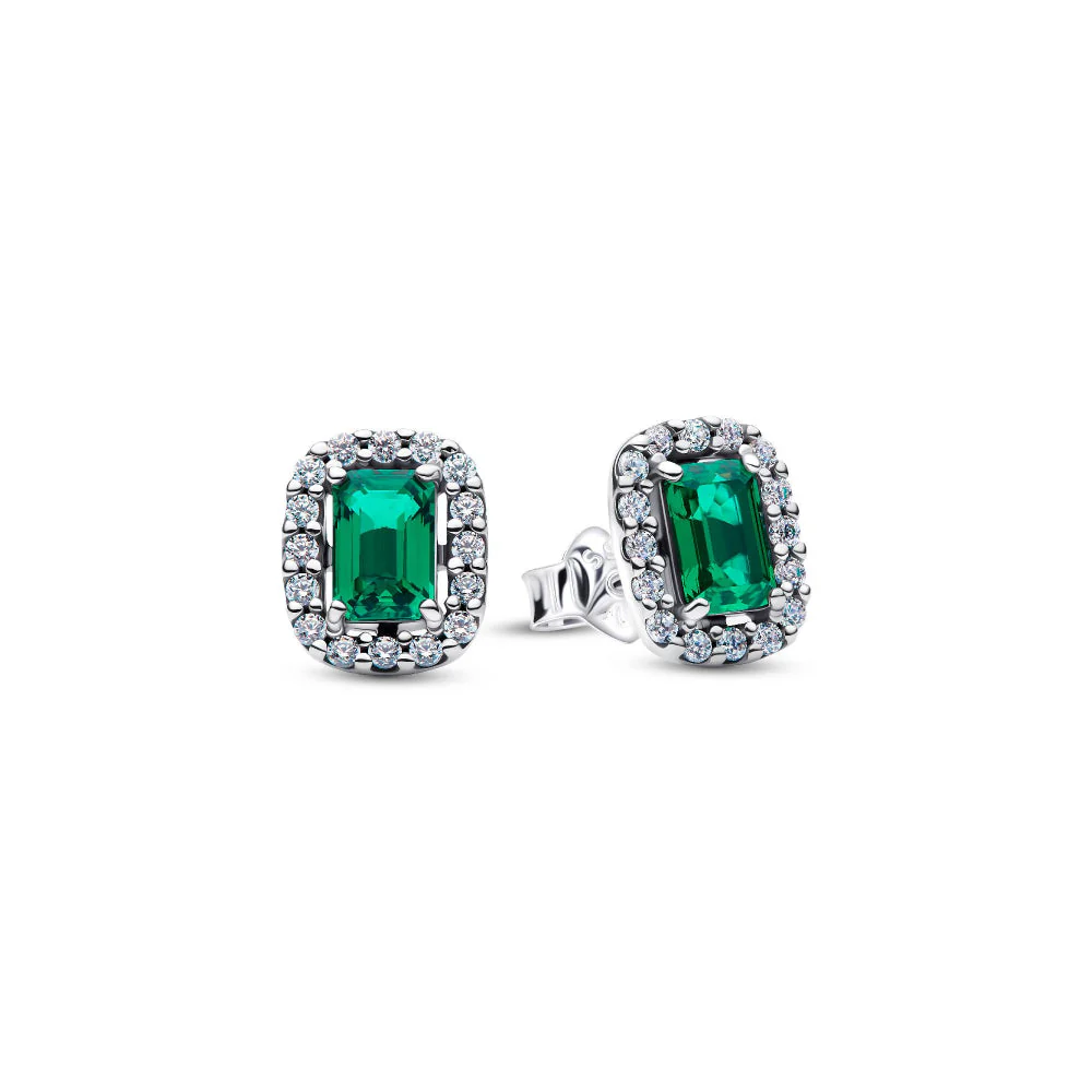 Pandora Silver Sparkling Rectangular Stud Earrings