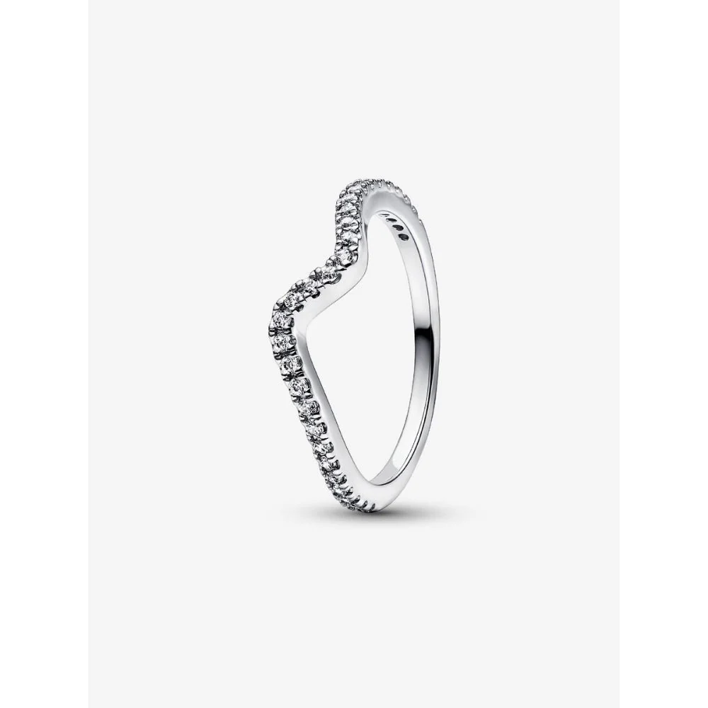 Pandora Silver Sparkling Wave Ring