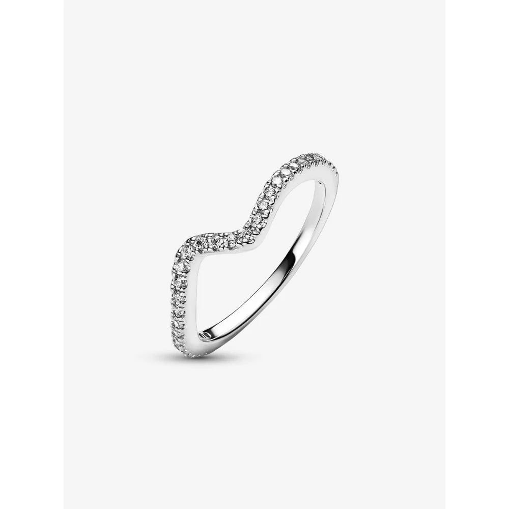 Pandora Silver Sparkling Wave Ring - Image 6