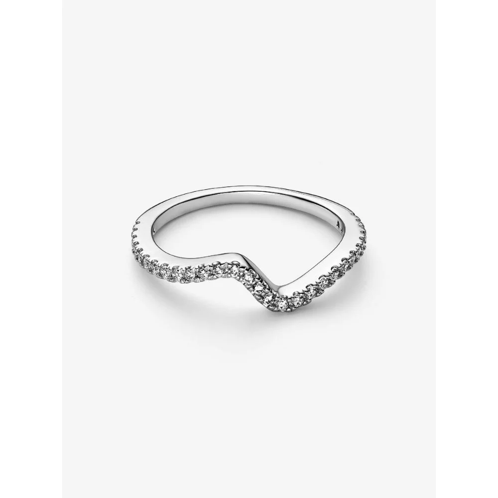 Pandora Silver Sparkling Wave Ring - Image 7