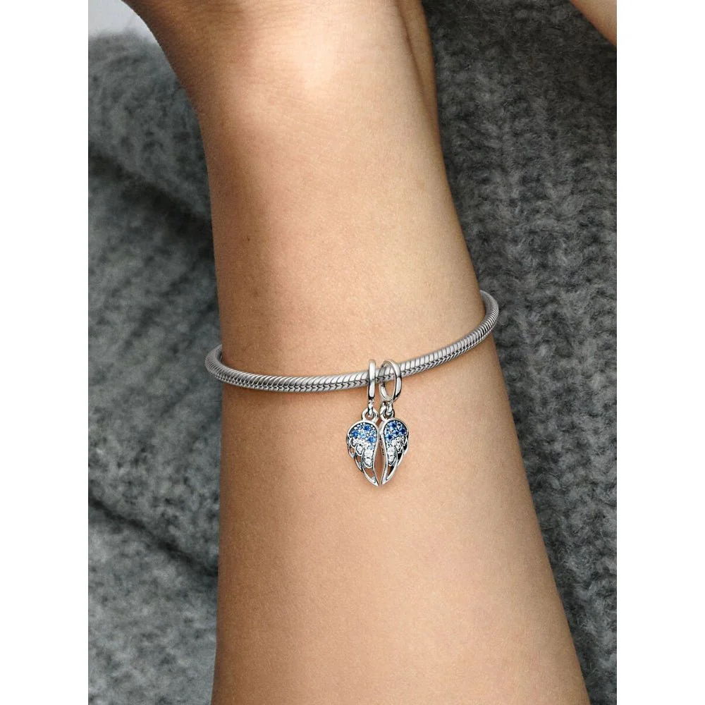 Pandora Silver Sparkling Splitable Angel Wings Dangle Charm - Image 2