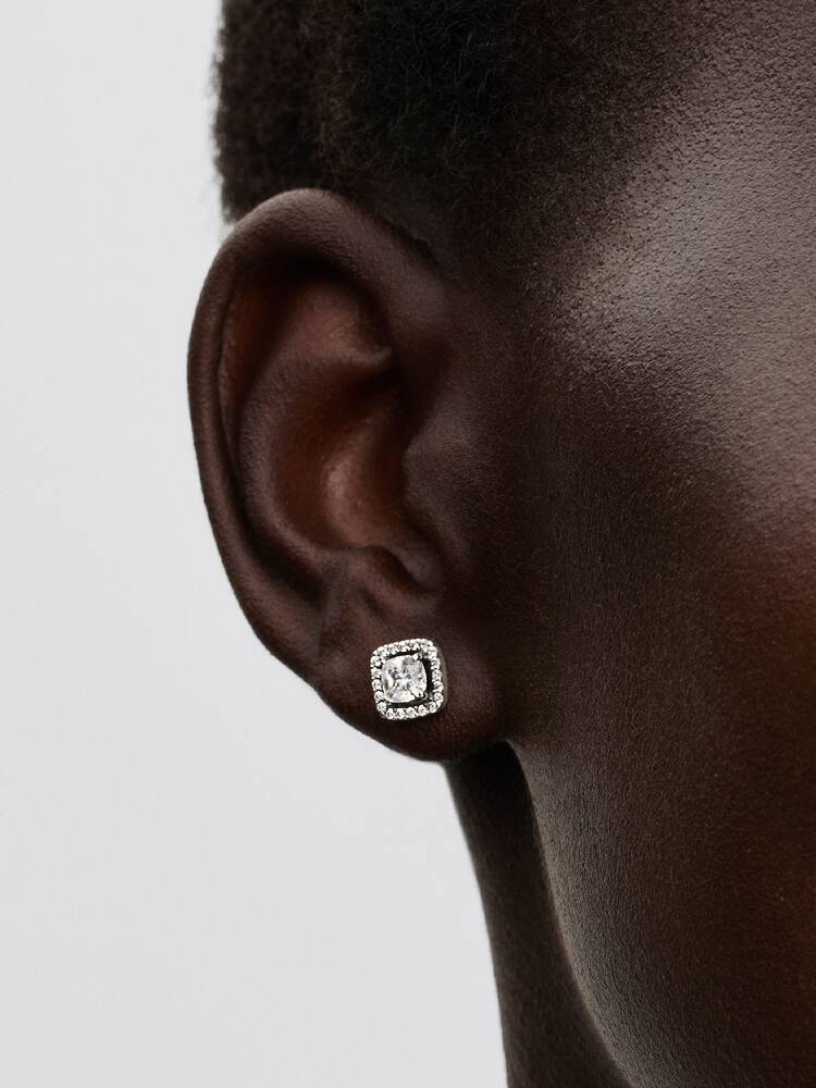 Pandora Silver Square Halo Stud Earrings - Image 3