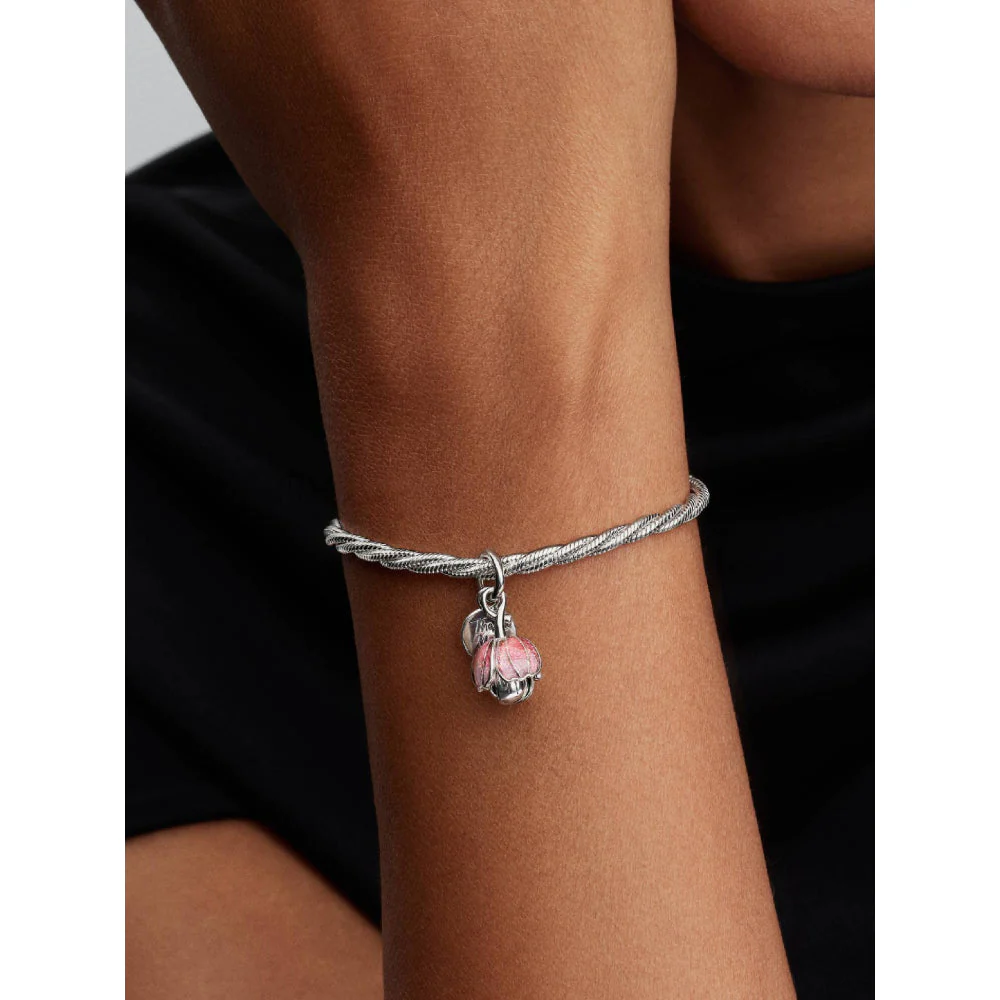 Pandora Silver Two-Tone Blooming Flower Dangle Charm - Image 2