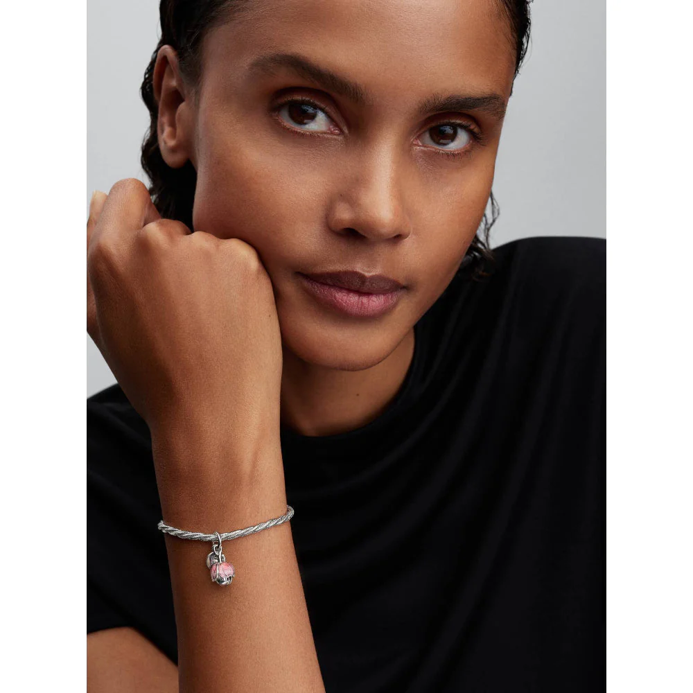 Pandora Silver Two-Tone Blooming Flower Dangle Charm - Image 3