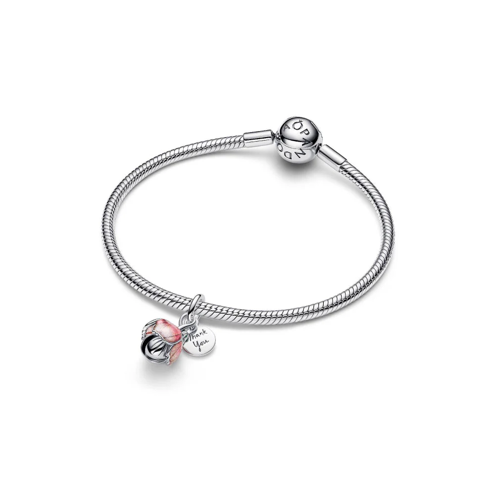 Pandora Silver Two-Tone Blooming Flower Dangle Charm - Image 6
