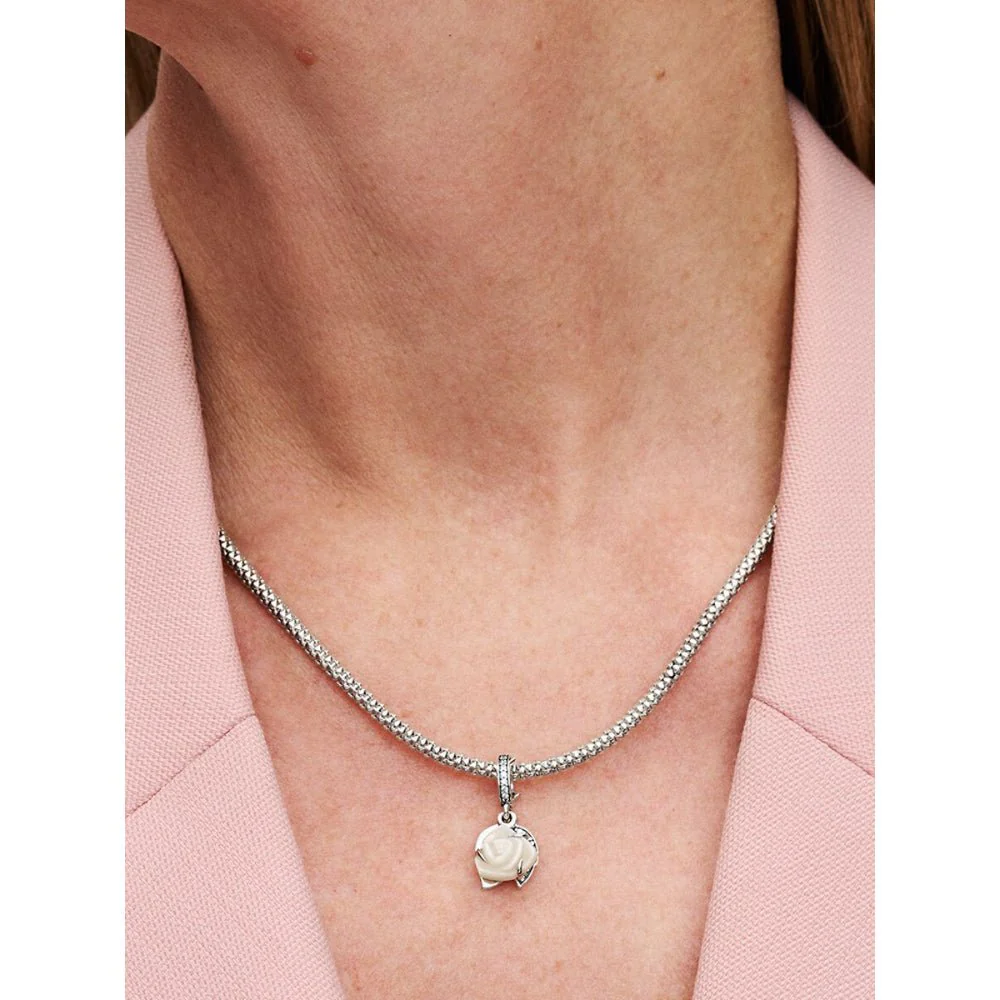 Pandora Silver White Rose In Bloom Double Dangle Charm - Image 2