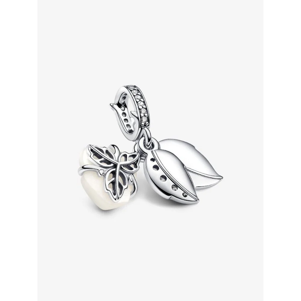 Pandora Silver White Rose In Bloom Double Dangle Charm - Image 7