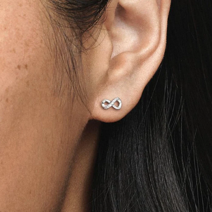 Pandora Silver Sparkling Infinity Stud Earrings - Image 2