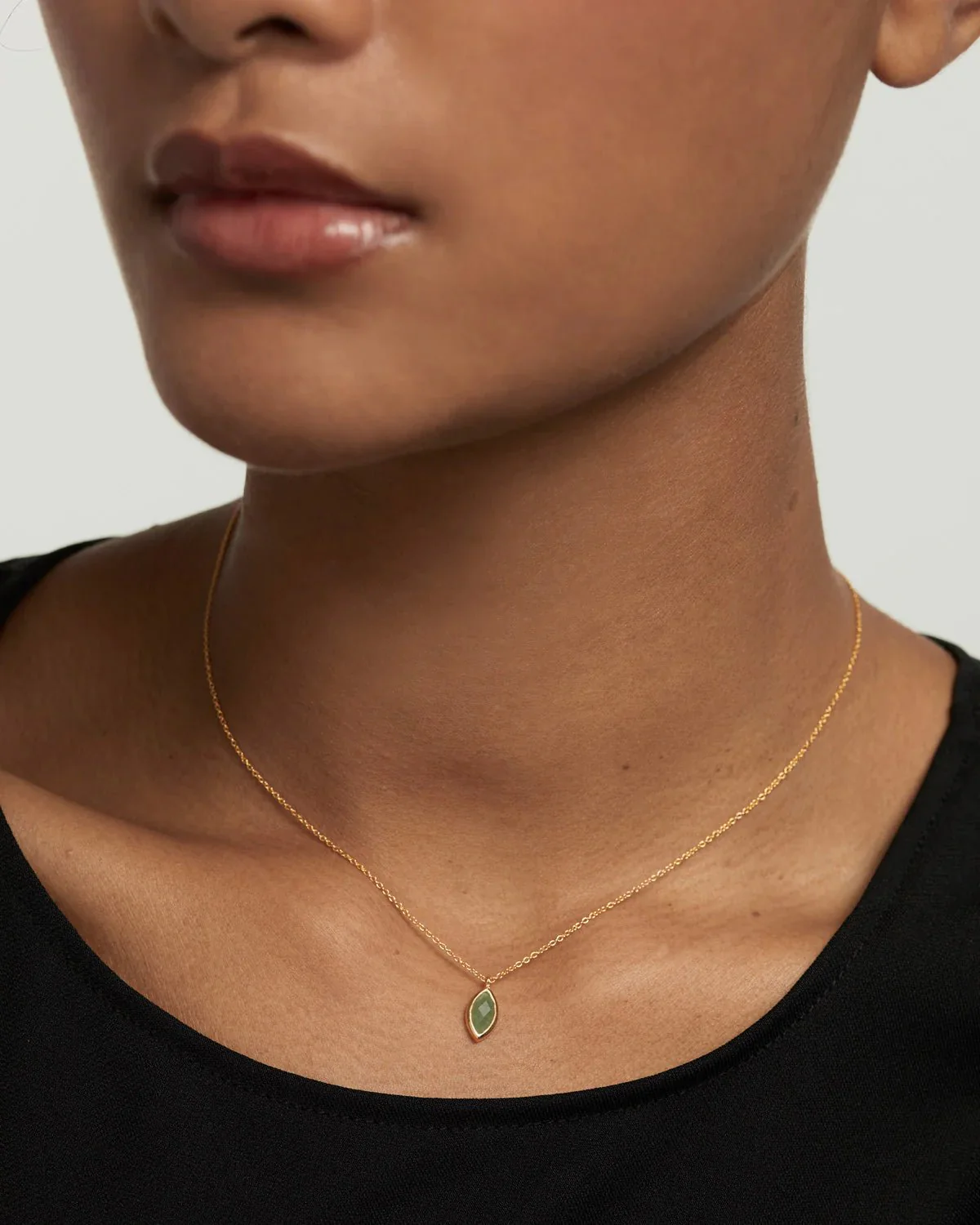 PDPAOLA Gold Green Aventurine Nomad Necklace - Image 2