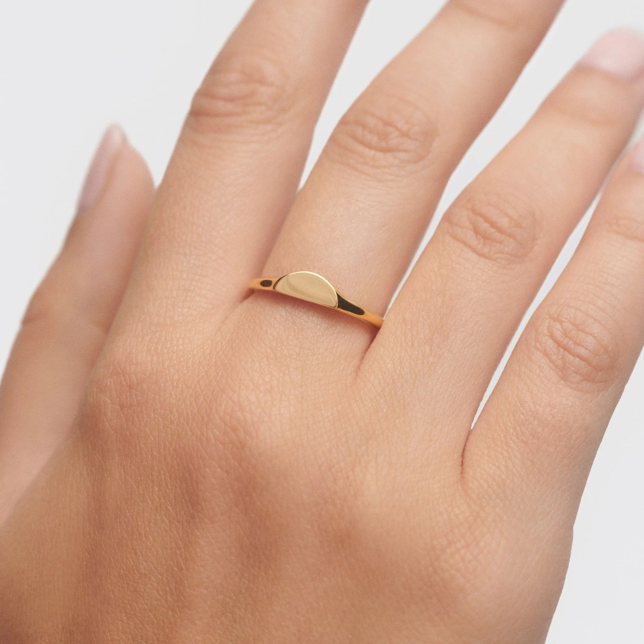 PDPAOLA Gold Half Circle Mini Stamp Ring - Image 3