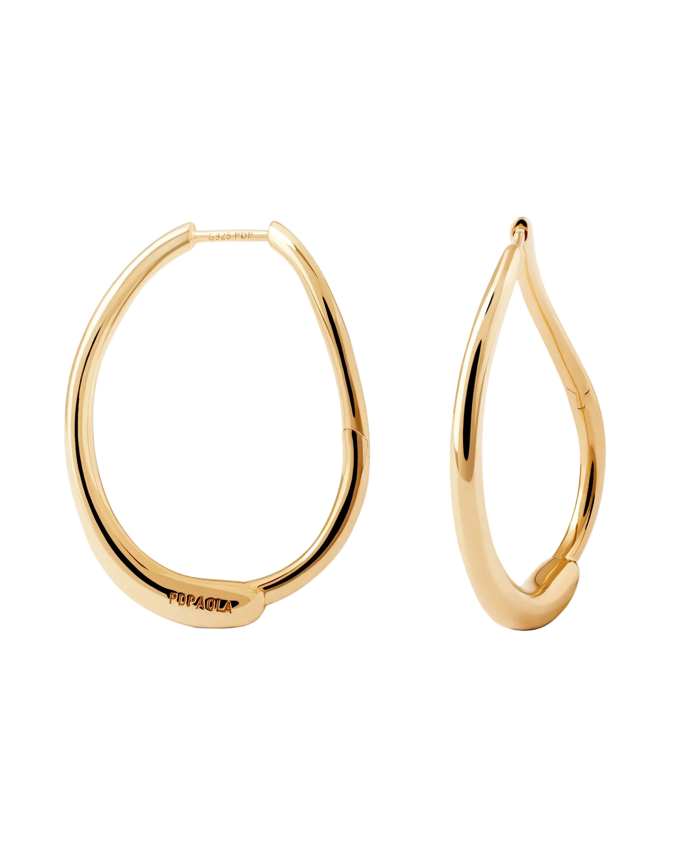 PDPAOLA Gold Halo Hoops Oval Hoop Earrings