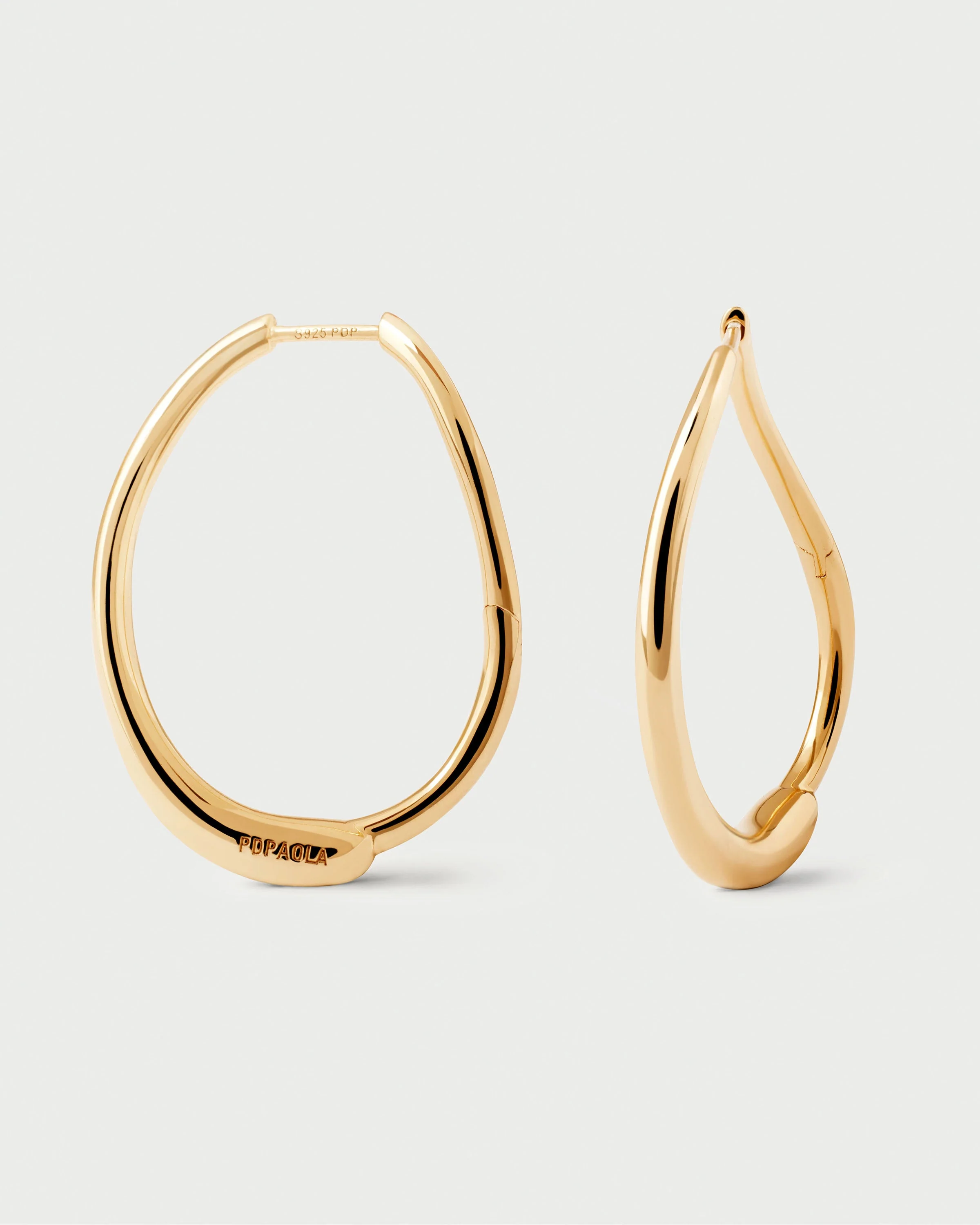 PDPAOLA Gold Halo Hoops Oval Hoop Earrings - Image 2