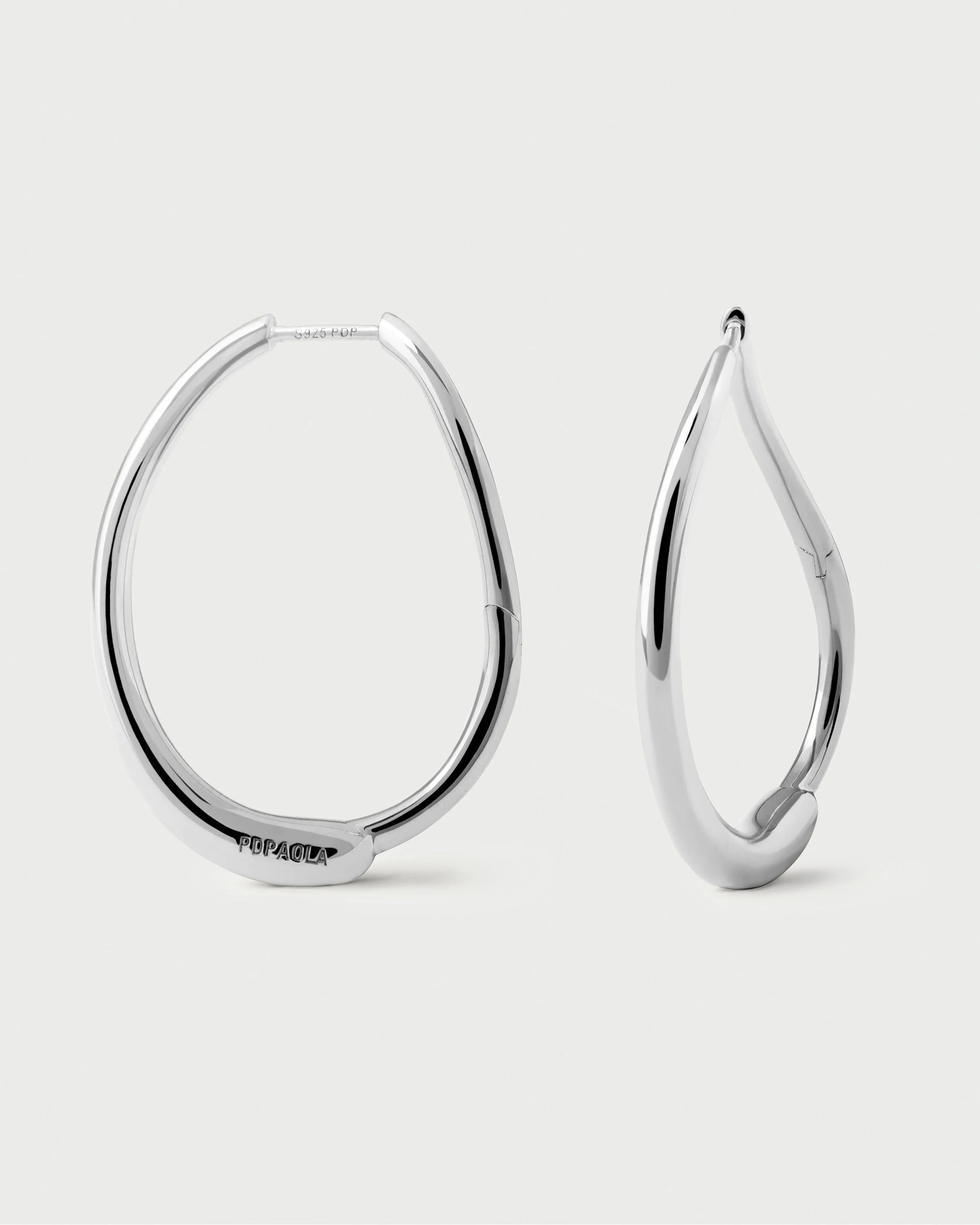 PDPAOLA Silver Halo Oval Hoop Earrings